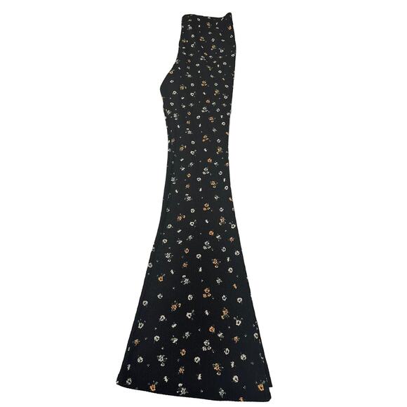 Topshop Boho Preppy Slim Fit Flare Leg Pants Sz 4 US in Black Ditzy Floral NWT - Picture 3 of 7